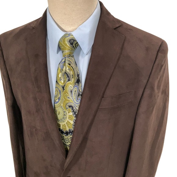 Ralph Lauren Blazer Mens 40L Brown Faux Suede 2-Button Minimalist Sport Coat - Picture 2 of 11